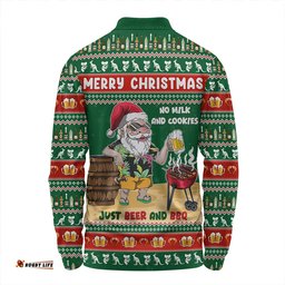 Amazing Aussie Australia Merry Christmas, Grilling Santa With Barbecue And Beer Long Sleeve Polo Shirt
