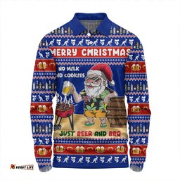Amazing Aussie Australia Merry Christmas, Grilling Santa With Barbecue And Beer Long Sleeve Polo Shirt