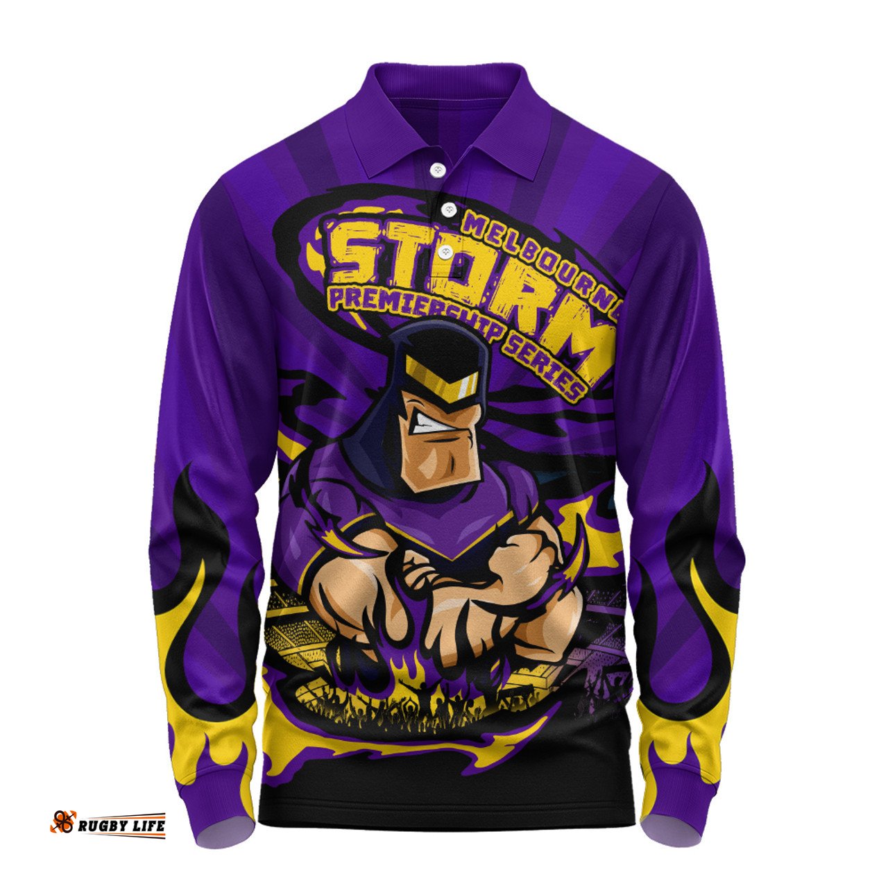 Amazing Aussie Melbourne Storm Premiership Series Sports Gear Long Sleeve Polo Shirt