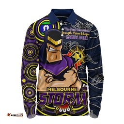 Amazing Aussie Melbourne Storm Spirit Of NAIDOC Series Long Sleeve Polo Shirt