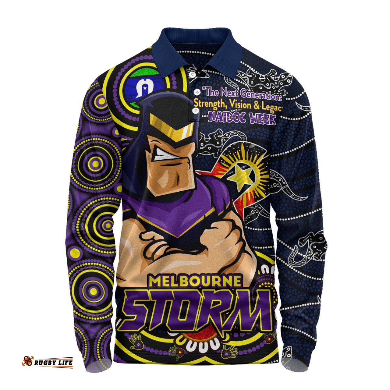 Amazing Aussie Melbourne Storm Spirit Of NAIDOC Series Long Sleeve Polo Shirt