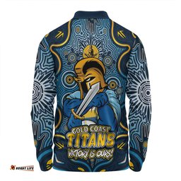 Amazing Aussie Gold Coast Titans Aboriginal Pattern Inspired Victory Is Ours Long Sleeve Polo Shirt