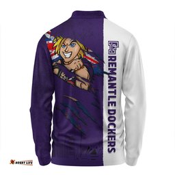 Amazing Aussie Fremantle Burning Passion Of Power Scratch Style Long Sleeve Polo Shirt