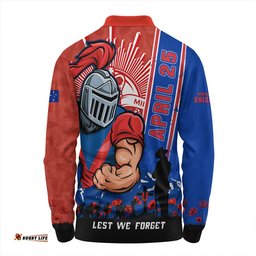 Amazing Aussie Newcastle Knights Anzac Day Lest We Forget Strong Fighting Spirit Long Sleeve Polo Shirt