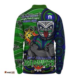 Amazing Aussie New Zealand Warriors Spirit Of NAIDOC Series Long Sleeve Polo Shirt