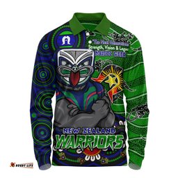 Amazing Aussie New Zealand Warriors Spirit Of NAIDOC Series Long Sleeve Polo Shirt