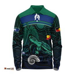 Amazing Aussie Indigenous Australian Aboriginal Turtle Of The Dreaming NAIDOC Edition Long Sleeve Polo Shirt