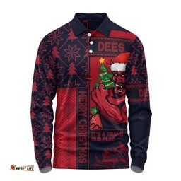 Amazing Aussie Melbourne Merry Christmas Knit Style Festive Spirit Long Sleeve Polo Shirt