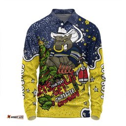 Amazing Aussie North Queensland Cowboys Christmas Custom Let's Get Lit Chrisse Pressie Long Sleeve Polo Shirt