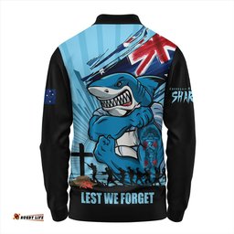 Amazing Aussie Cronulla Sutherland Sharks Fearless ANZAC Defender Long Sleeve Polo Shirt