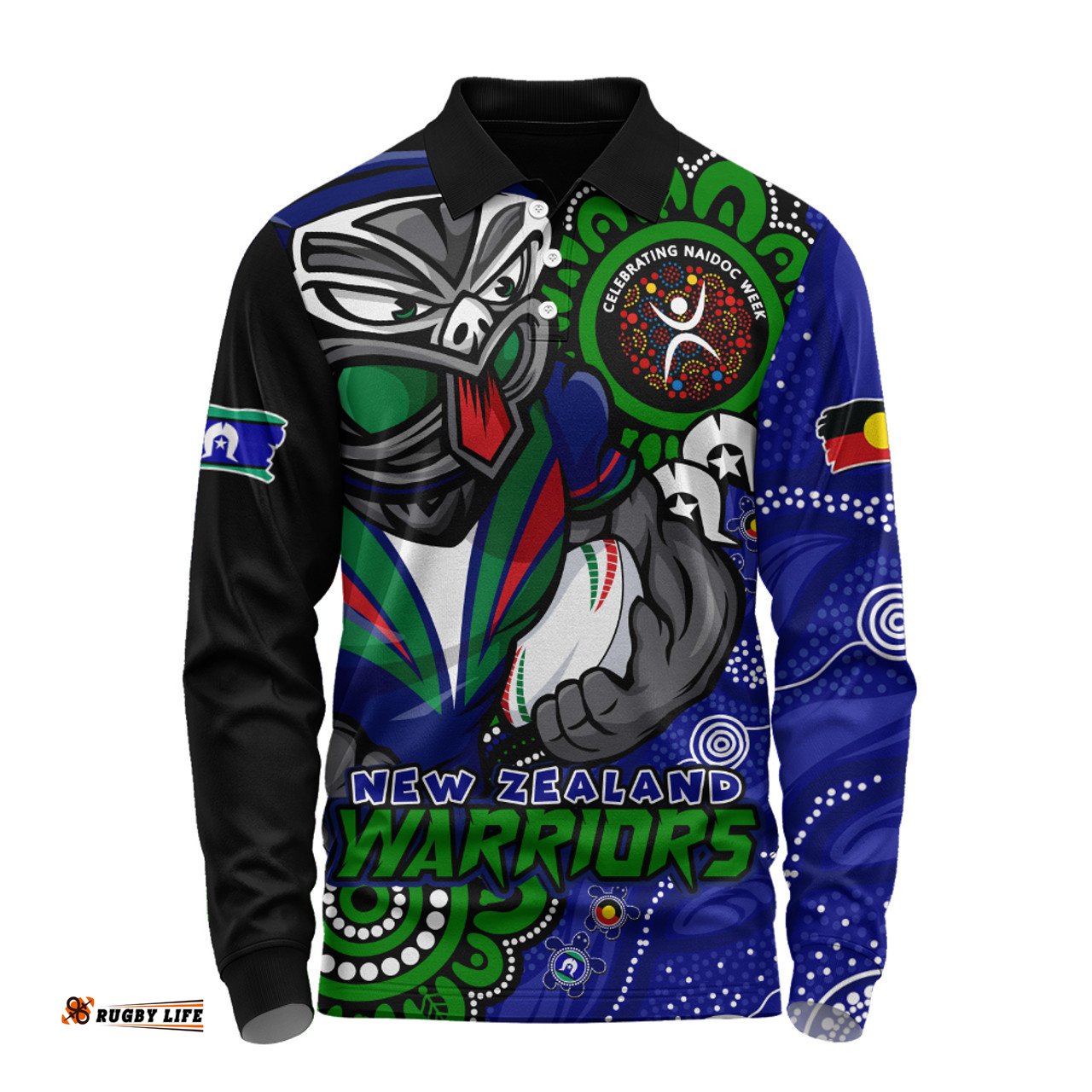 Amazing Aussie New Zealand Warriors Power Through Generations NAIDOC Edition Long Sleeve Polo Shirt