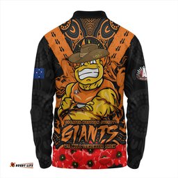 Amazing Aussie GWS GIANTS Ripped Legacy Of The Game The ANZAC Spirit Lives On Long Sleeve Polo Shirt