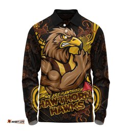 Amazing Aussie Hawthorn Spirit Warriors Of The Game Long Sleeve Polo Shirt