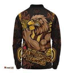 Amazing Aussie Hawthorn Spirit Warriors Of The Game Long Sleeve Polo Shirt