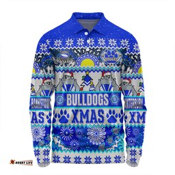 Amazing Aussie Canterbury Bankstown Bulldogs Christmas Aboriginal Custom Indigenous Knitted Ugly Xmas Style Long Sleeve Polo Shirt