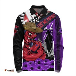 Amazing Aussie Melbourne ANZAC Day Honor Purple Valor And Spirit Long Sleeve Polo Shirt