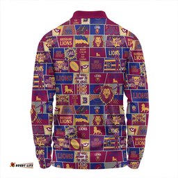 Amazing Aussie Brisbane Lions Legacy Of The Pride Comic Style Long Sleeve Polo Shirt