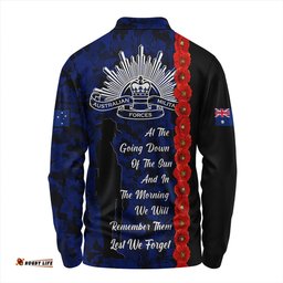 Amazing Aussie Australia Poppy Line Anzac Memorial Long Sleeve Polo Shirt