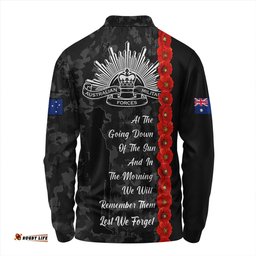 Amazing Aussie Australia Poppy Line Anzac Memorial Long Sleeve Polo Shirt