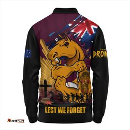 Amazing Aussie Brisbane Broncos Fearless ANZAC Defender Long Sleeve Polo Shirt
