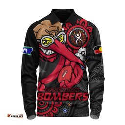 Amazing Aussie Essendon Power Through Generations NAIDOC Edition Long Sleeve Polo Shirt