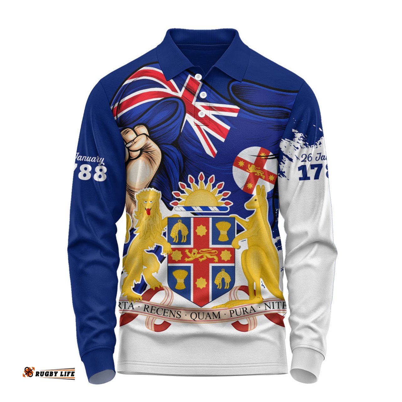 Amazing Aussie New South Wales Power Pride And Heritage Crest Long Sleeve Polo Shirt