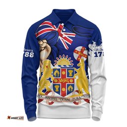 Amazing Aussie New South Wales Power Pride And Heritage Crest Long Sleeve Polo Shirt