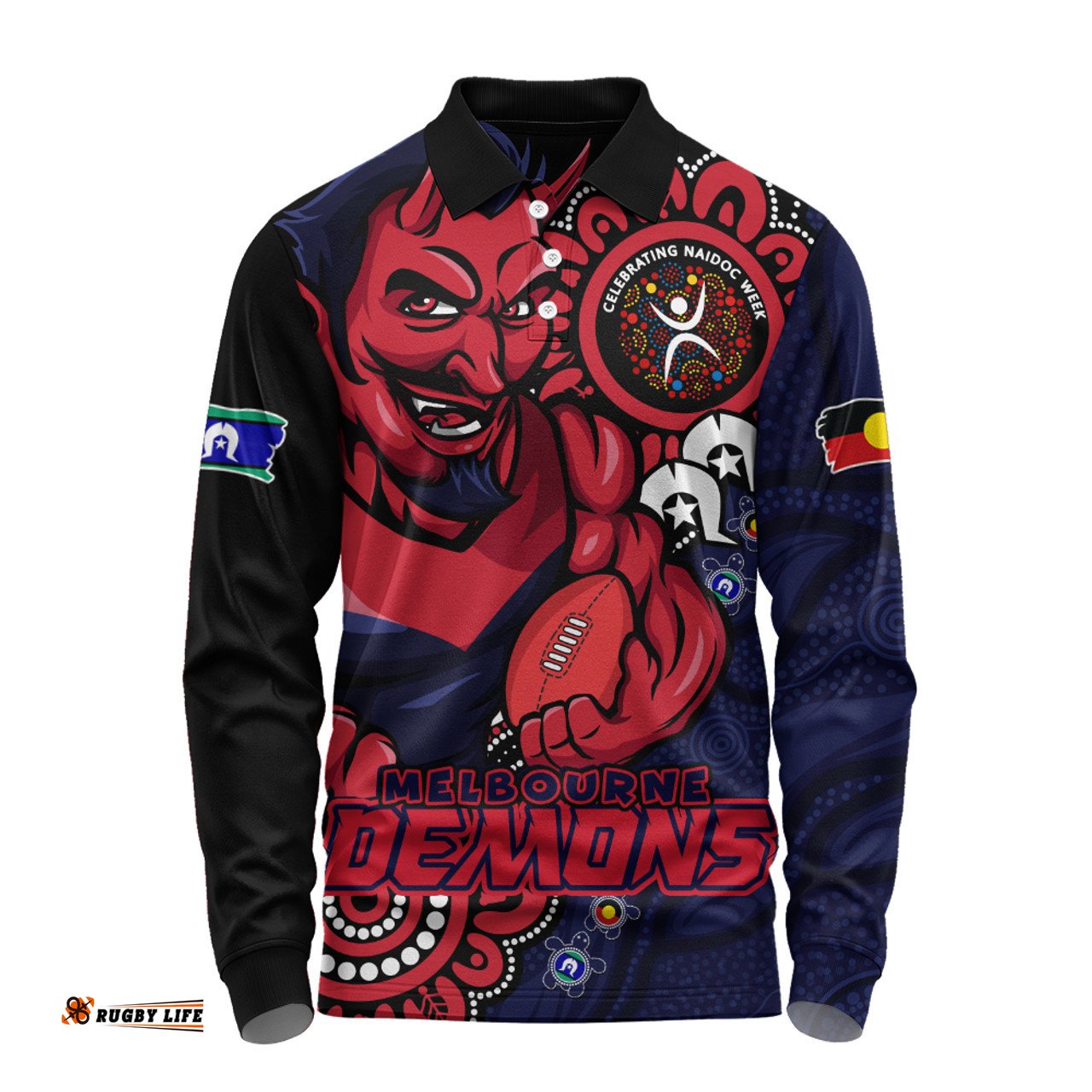 Amazing Aussie Melbourne Power Through Generations NAIDOC Edition Long Sleeve Polo Shirt