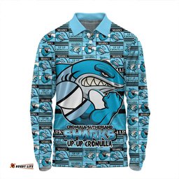 Amazing Aussie Cronulla Sutherland Sharks Champion���s Pride Comic Style Long Sleeve Polo Shirt