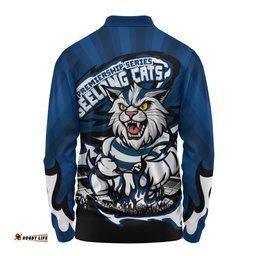 Amazing Aussie Geelong Cats Premiership Series Flame Edition Long Sleeve Polo Shirt
