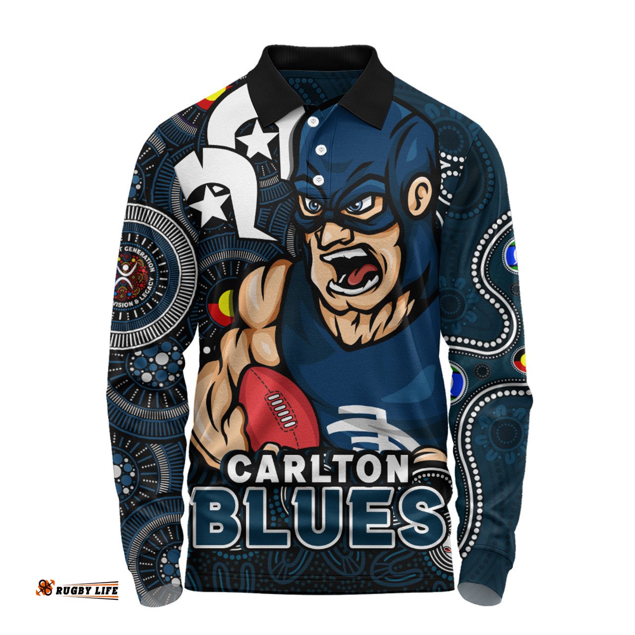 Amazing Aussie Carlton NAIDOC Spirit Of Country Long Sleeve Polo Shirt