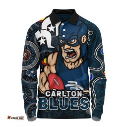 Amazing Aussie Carlton NAIDOC Spirit Of Country Long Sleeve Polo Shirt