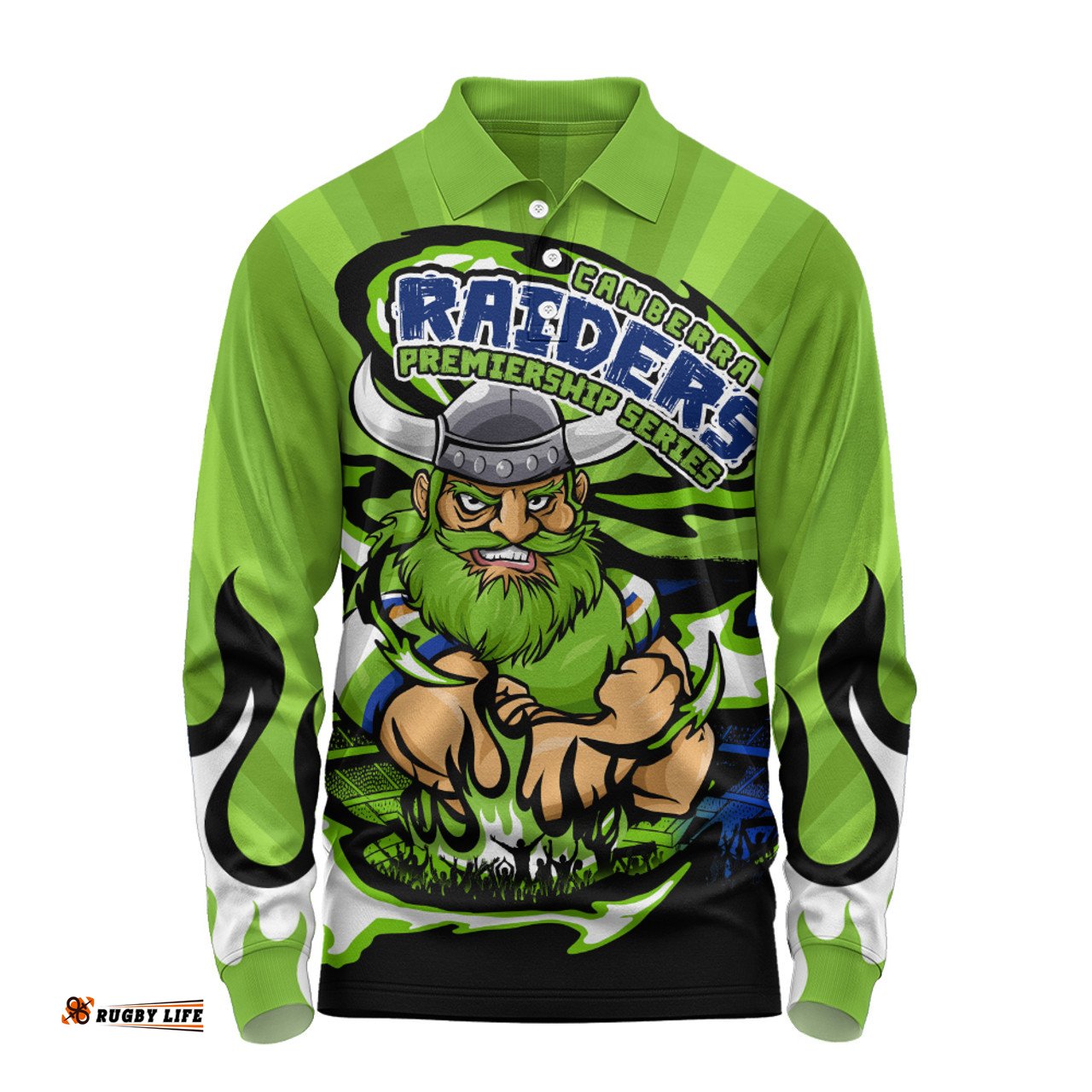 Amazing Aussie Canberra Raiders Premiership Series Sports Gear Long Sleeve Polo Shirt