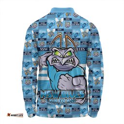 Amazing Aussie New South Wales Blues Champion���s Pride Comic Style Long Sleeve Polo Shirt