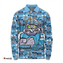 Amazing Aussie New South Wales Blues Champion���s Pride Comic Style Long Sleeve Polo Shirt