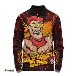 Amazing Aussie Gold Coast SUNS Spirit Warriors Of The Game Long Sleeve Polo Shirt