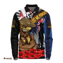 Amazing Aussie Hawthorn Anzac Day Honor United In Spirit Long Sleeve Polo Shirt