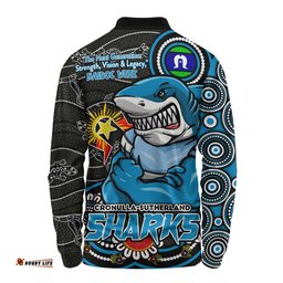 Amazing Aussie Cronulla Sutherland Sharks Spirit Of NAIDOC Series Long Sleeve Polo Shirt