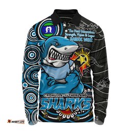 Amazing Aussie Cronulla Sutherland Sharks Spirit Of NAIDOC Series Long Sleeve Polo Shirt