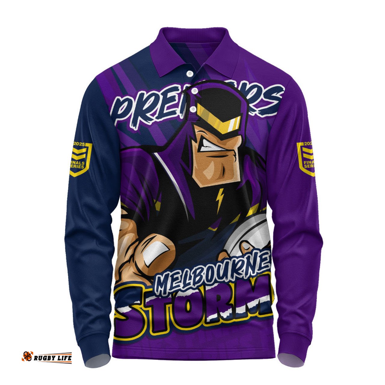 Amazing Aussie Melbourne Storm Chasing Victory 2025 Final Series Pride Long Sleeve Polo Shirt