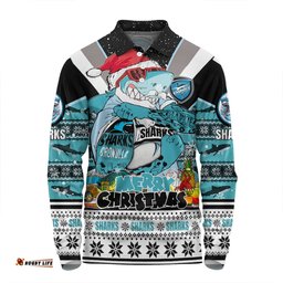 Amazing Aussie Cronulla Sutherland Sharks Christmas Custom Sharks Santa Aussie Big Things Long Sleeve Polo Shirt