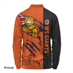 Amazing Aussie GWS GIANTS Burning Passion Of Power Scratch Style Long Sleeve Polo Shirt