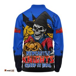 Amazing Aussie Newcastle Knights Dark Moon Rugby Halloween Battle Edition Long Sleeve Polo Shirt