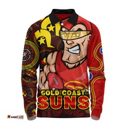 Amazing Aussie Gold Coast SUNS NAIDOC Spirit Of Country Long Sleeve Polo Shirt