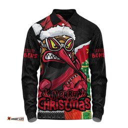 Amazing Aussie Essendon Santa Scoring Touchdown On Christmas Game Day Long Sleeve Polo Shirt