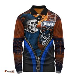 Amazing Aussie Carlton Halloween Night Reaper Zipper Long Sleeve Polo Shirt