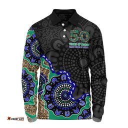 Amazing Aussie Indigenous Australian Aboriginal NAIDOC Fifty Years Cultural Celebration Edition Long Sleeve Polo Shirt