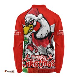 Amazing Aussie Sydney Swans Santa Scoring Touchdown On Christmas Game Day Long Sleeve Polo Shirt