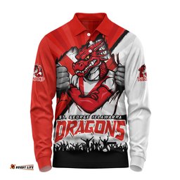 Amazing Aussie St. George Illawarra Dragons Fearless Soul Series Long Sleeve Polo Shirt
