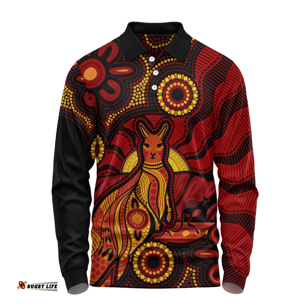 Amazing Aussie Indigenous Australian Aboriginal Echoes Of The Dreaming Long Sleeve Polo Shirt